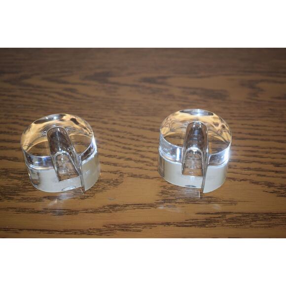 Art Deco Val st Lambert Crystal Candle Holder Set of 2 Belgian Signed 1980's - Picture 2 of 9